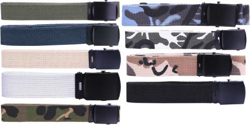 Militärgürtel mit schwarzer Schnalle, Erhältlich in 9 verschiedenen Farben