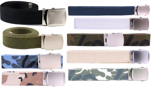 Cintura militare con fibbia cromata, disponibile in 9 colori diversi